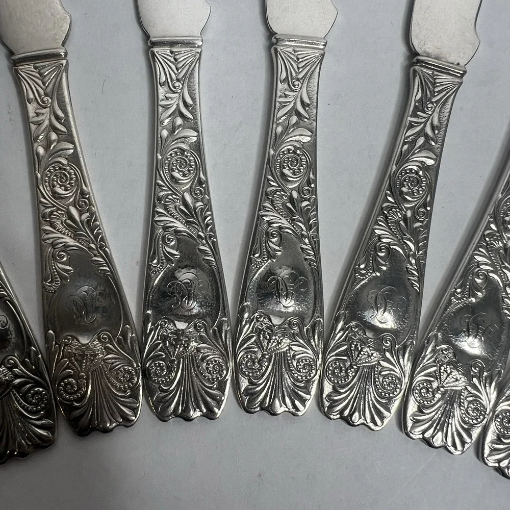 Gorham Silver Silverplate 1888 ROYAL Flat Handle Master Butter Knife Set 8 GSROY